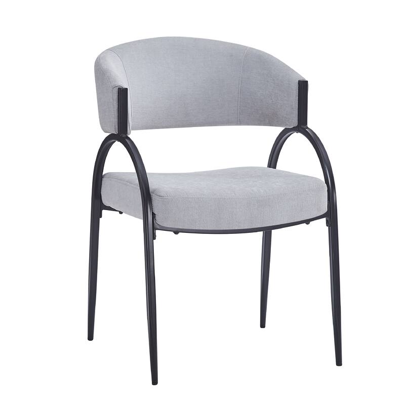 Modern Set of 2 Dining Chairs with Padded Backrest Seat, Metal Legs for Dining Room Living Room and Café