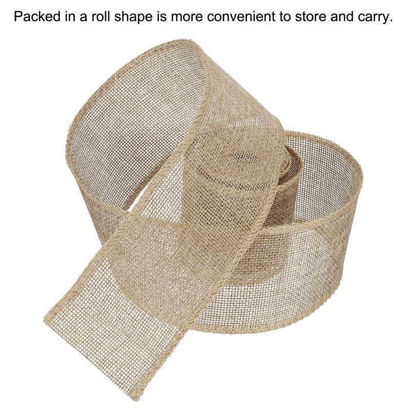 Burlap Fabric Ribbon, Wired Jute Crafts Roll for Party DIY Decoration