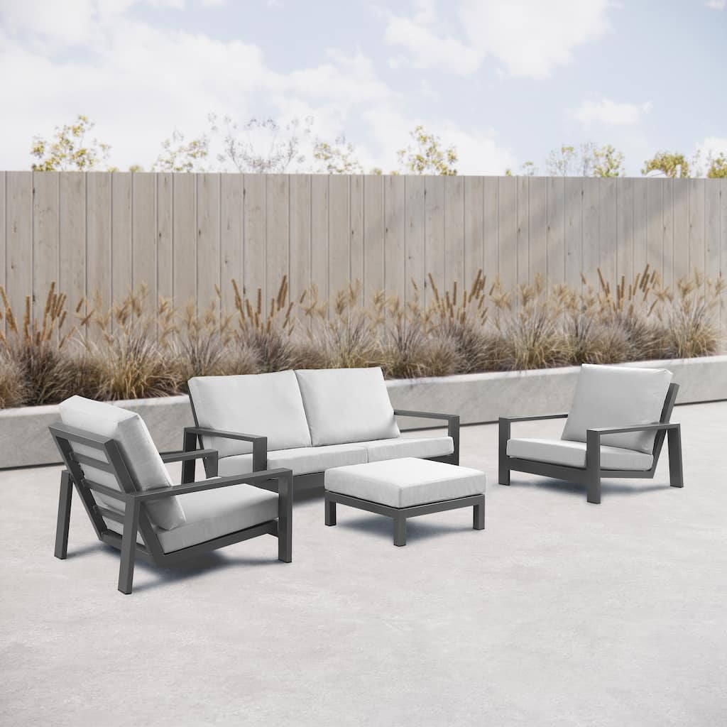 Benton 4-Piece Aluminum Outdoor Conversation Sofa Set with Cushions