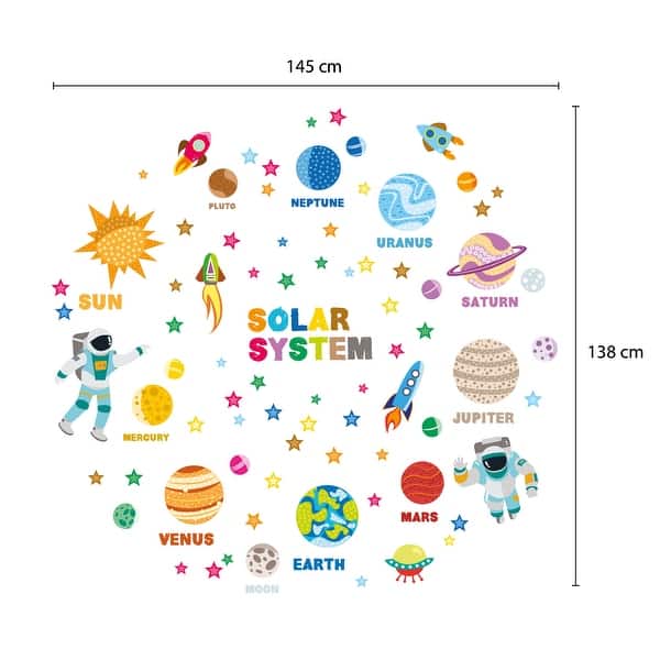 Walplus Educational Solar System Adventure Kids Art Wall Sticker Decal