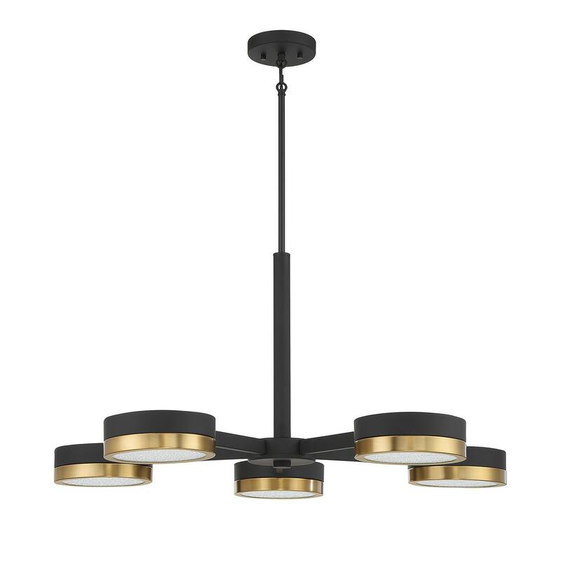 Ashor 5-Light LED Chandelier in Matte Black with Warm Brass Accents - Matte Black with Warm Brass Accents