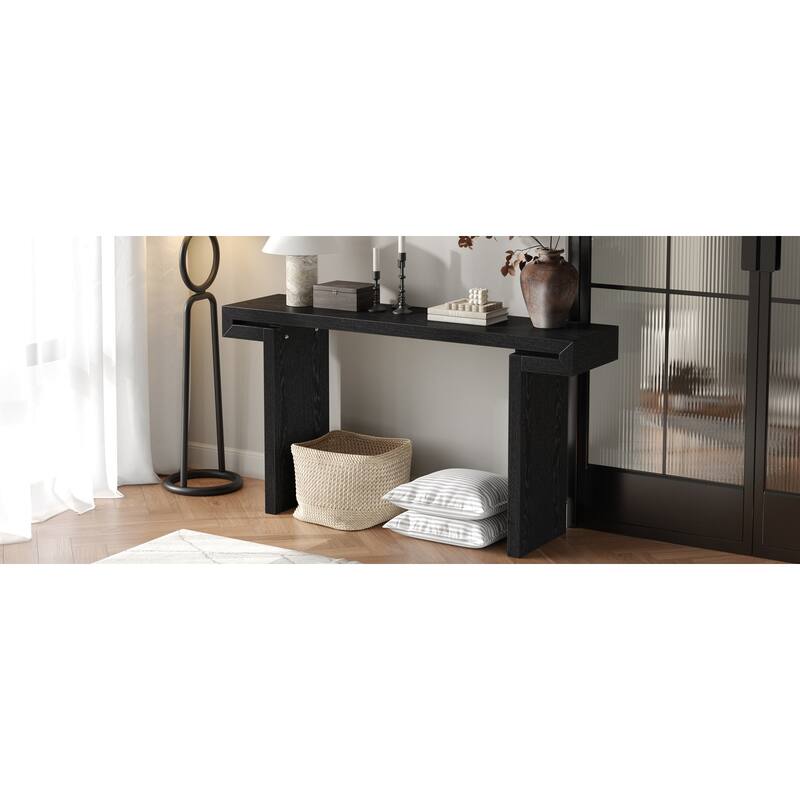 Rustic Farmhouse Console Table Narrow Entryway Table Sofa Side Table, for Living Room, Hallway, Black