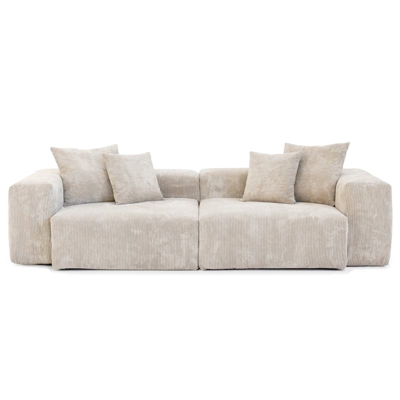 Large Corduroy Fabrics Upholstery Modular Sectional Sofa Set for Living Room
