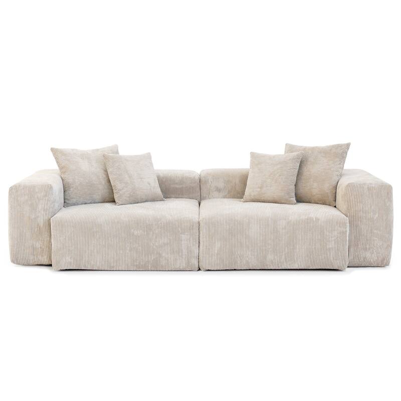 Oversized Corduroy Fabrics Sectional Sofa Set