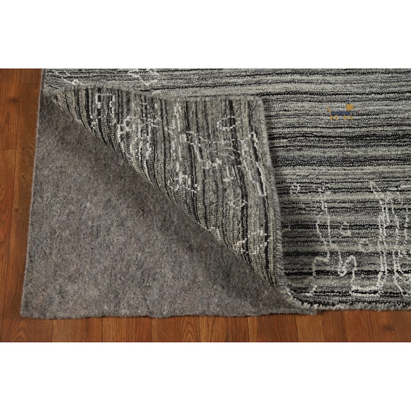 Grey Oriental Gabbeh Indian Area Rug Hand-Knotted Wool Carpet - 5'3" x 7'6"