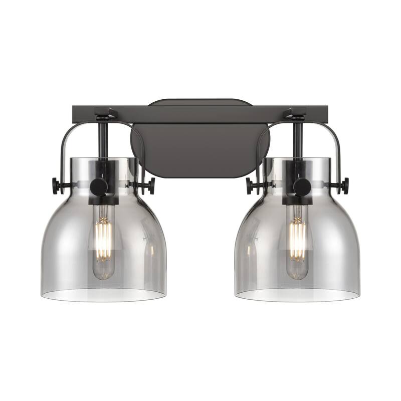 Innovations Lighting 423-2W-10-17 Pilaster II Bell Vanity Pilaster II - Matte Black / Plated Smoke