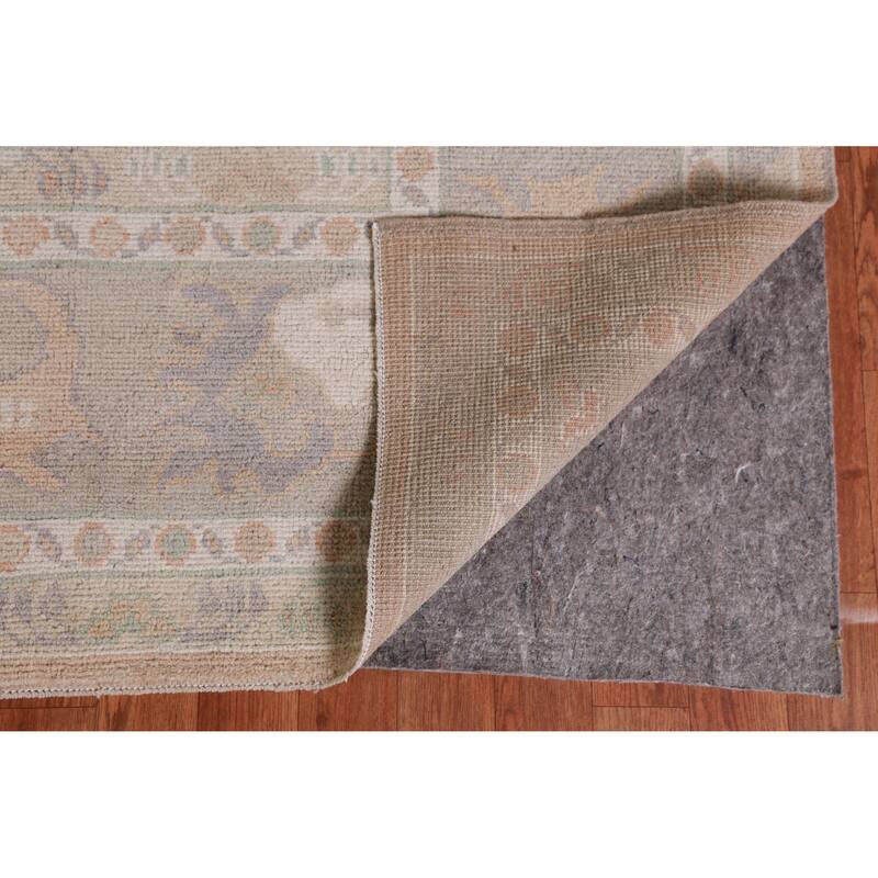 Hand Knotted Oriental 100% Wool Carpet Transitional All-Over Peach Oushak Area Rug - 12' 0'' X 9' 1''