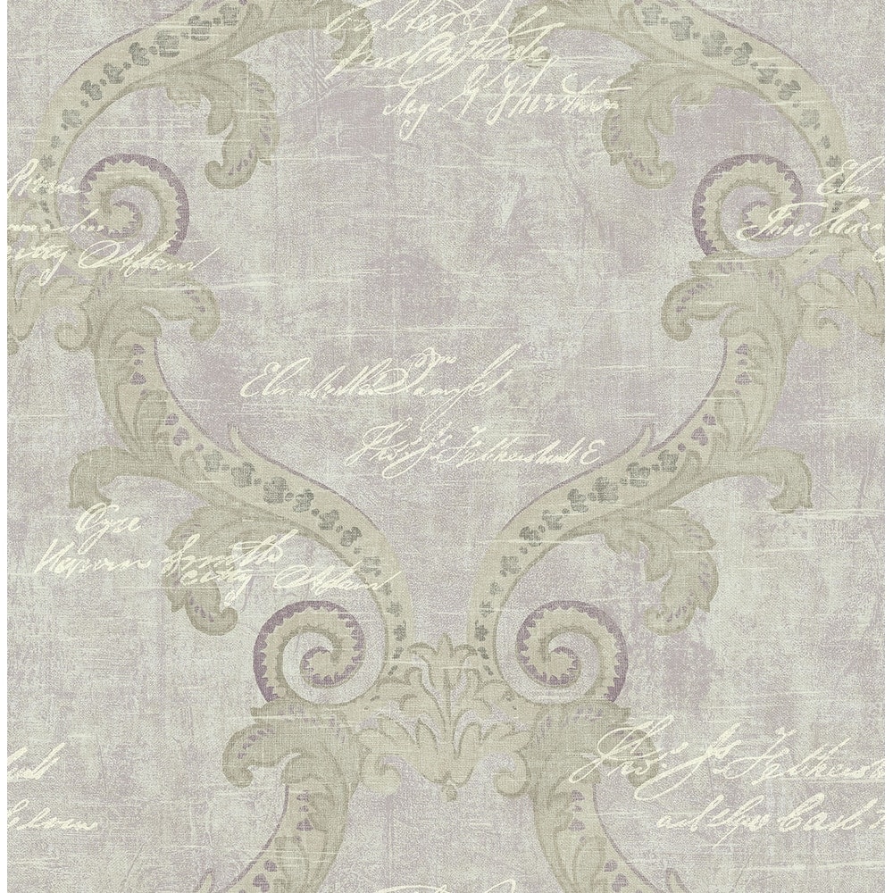Seabrook Designs Elbert Framed Calligraphy Unpasted Wallpaper