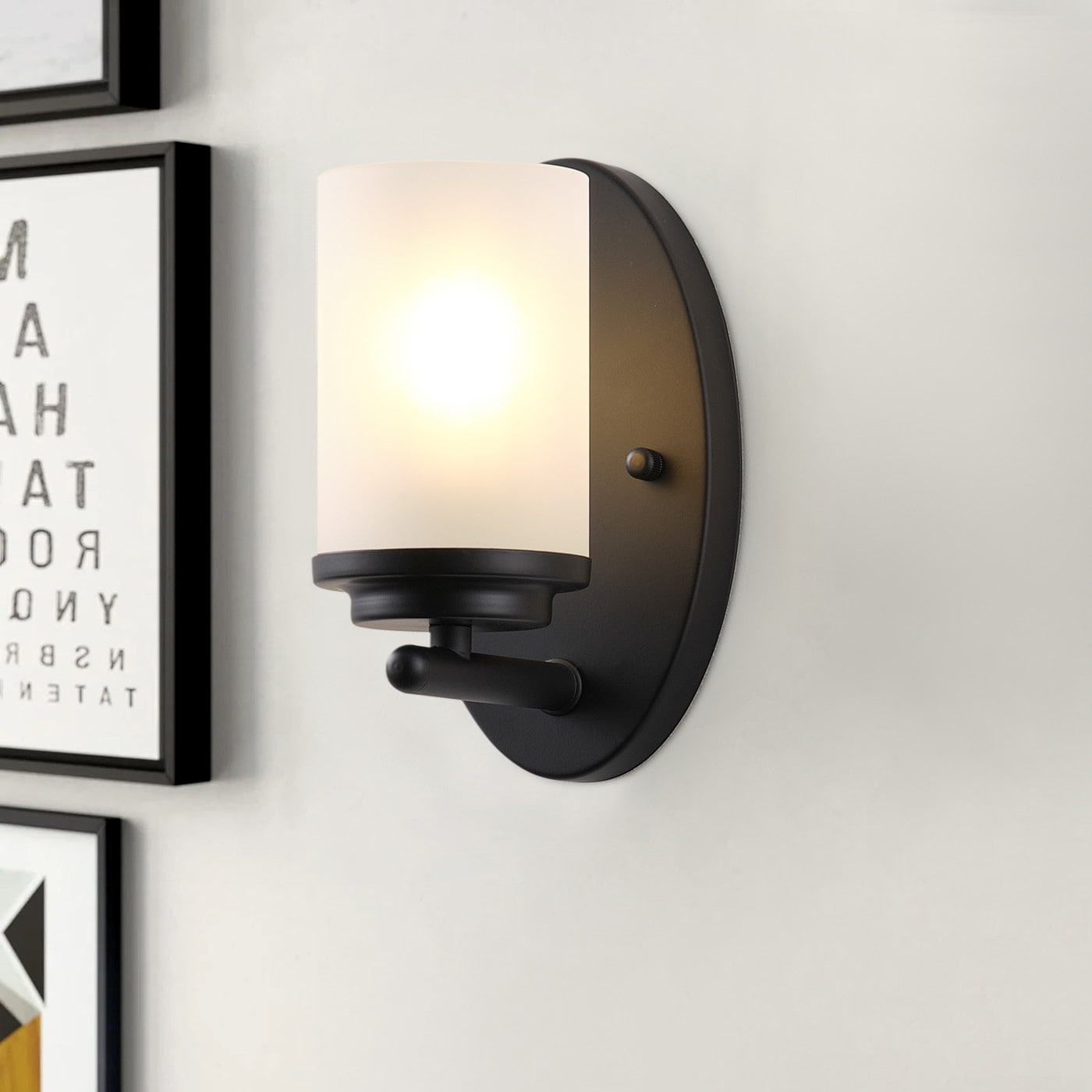 Modern 1-Light White Frosted Glass Wall Light for Bathroom Hallway