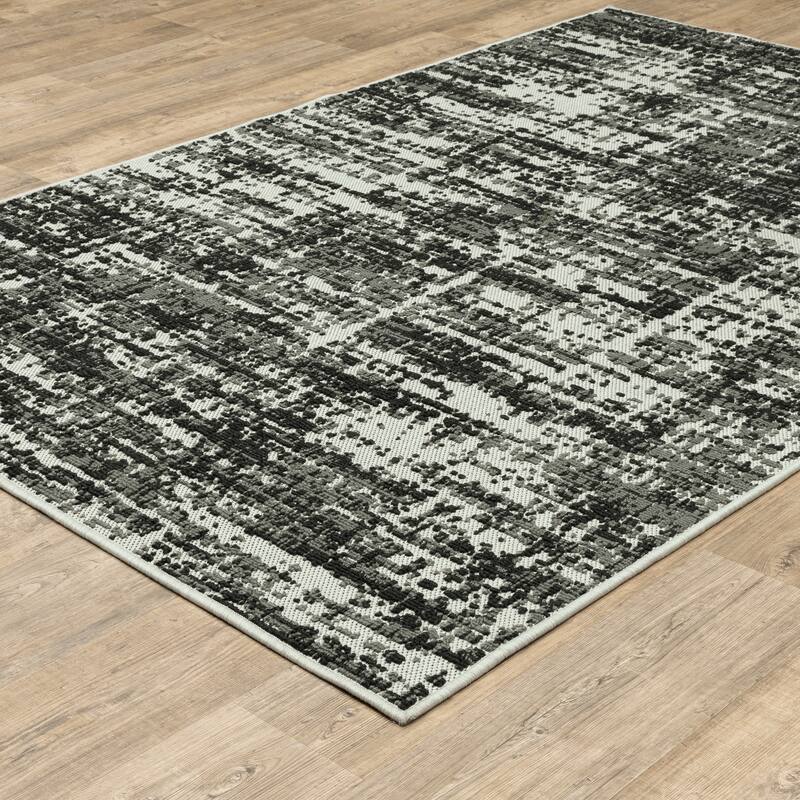 Vista Home Talcot Distressed Abstract Black Indoor-Outdoor Area Rug