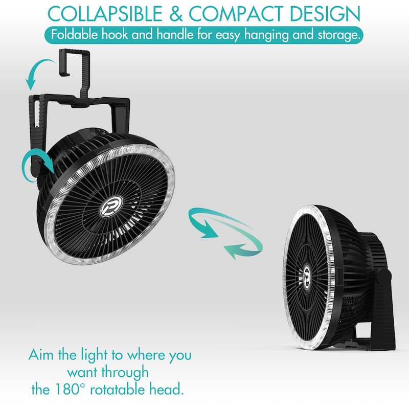 10000mAh 8-Inch Rechargeable Battery Powered Tent Fan