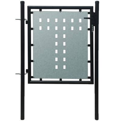Single Door Fence Gate Galvanised Steel 3.28ftx2.46ft Black