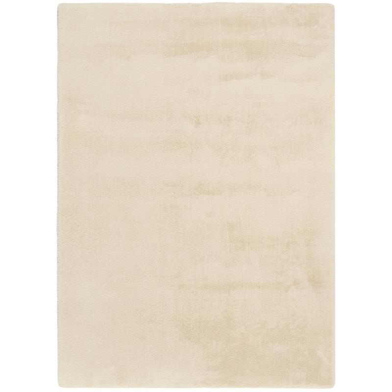 Nourison Soft Plush Faux Fur Indoor only Solid Area Rug - 5' x 7' - Beige