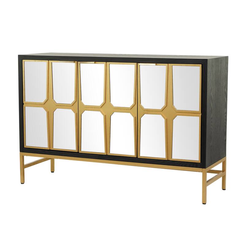 Gold Wooden 3 Door Room Cabinet or 3 Drawer Chest with Mirrored Front