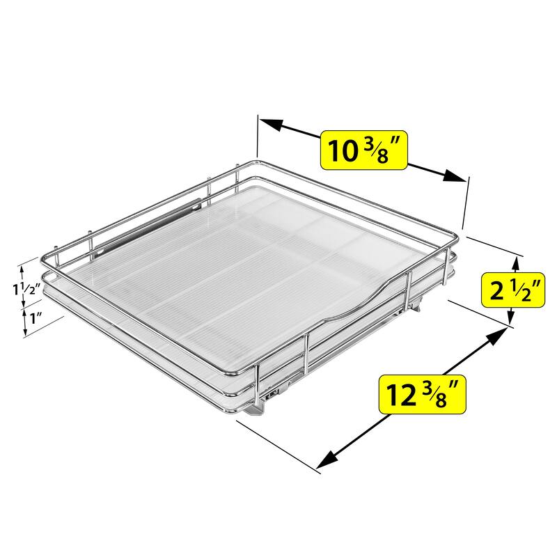 LYNK PROFESSIONAL® Pull Out Spice Rack Organizer for Cabinet - 12-1/4 inch Wide - Lifetime Limited Warranty - Chrome