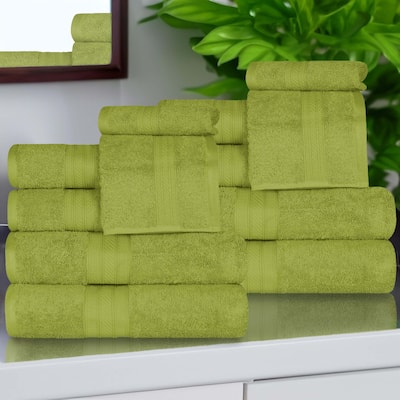 Superior Atlas Cotton Plush Absorbent Heavyweight 12 Piece Towel Set