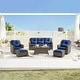 preview thumbnail 83 of 105, Murphy Outdoor Wicker Patio Outdoor Sofa Swivel Chair Coffee Table 6PC - Gray Wicker-Blue