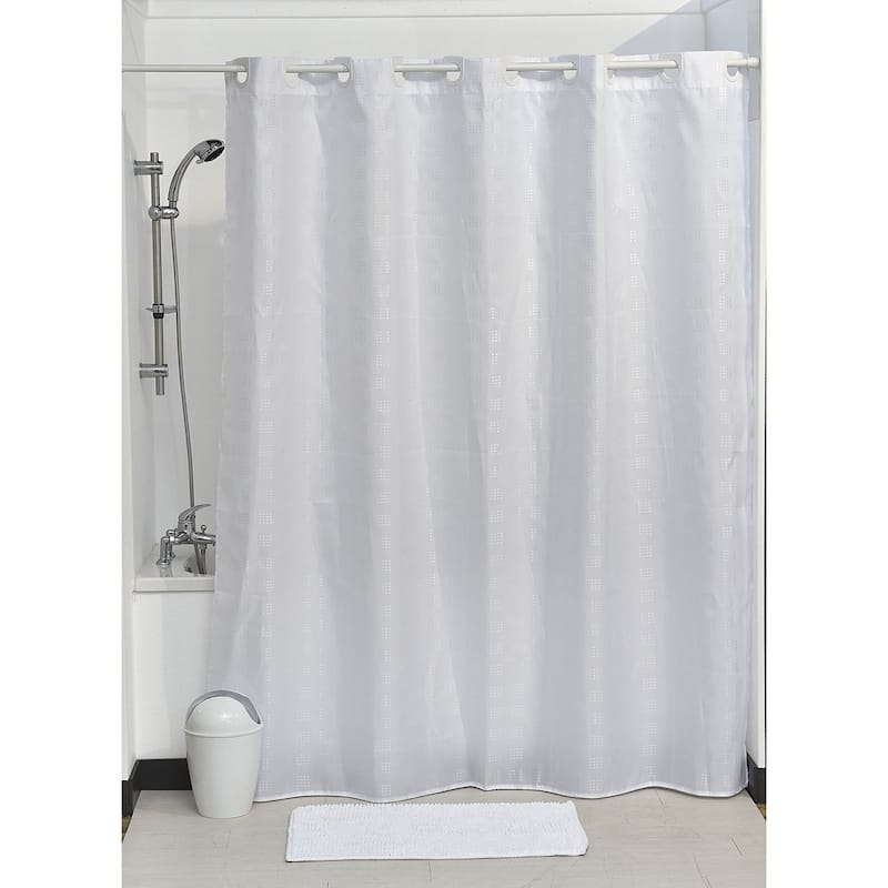 Extra Long Shower Curtain Polyester Hook Less Cubic 79"L x 71"W