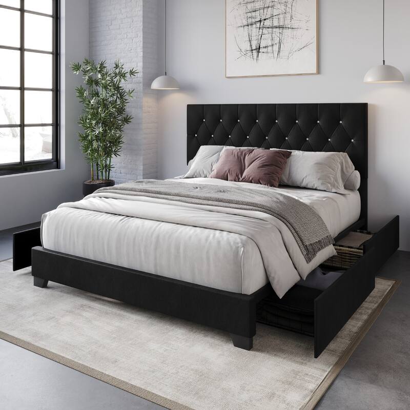 Sheffield Tufted Upholstered Storage Platform Bed