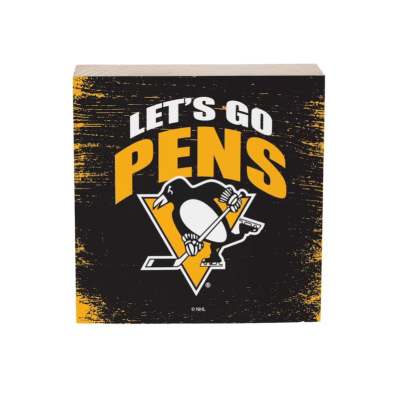 Pittsburgh Penguins Wooden Tabletop Mantel Shelf Sign