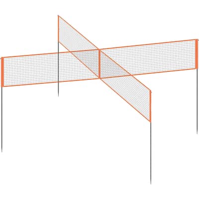 Orange Steel and PE Adjustable Volleyball Net, Weatherproof, Portable and Quick Setup