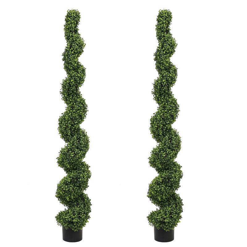 2-Pack 6FT Artificial Spiral Topiary Trees - Green