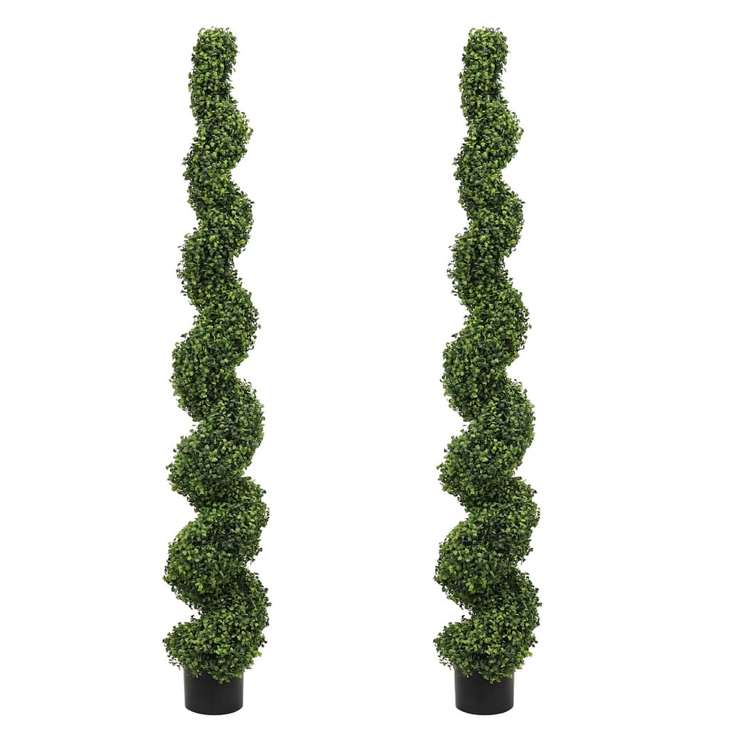 2-Pack 6FT Artificial Spiral Topiary Trees
