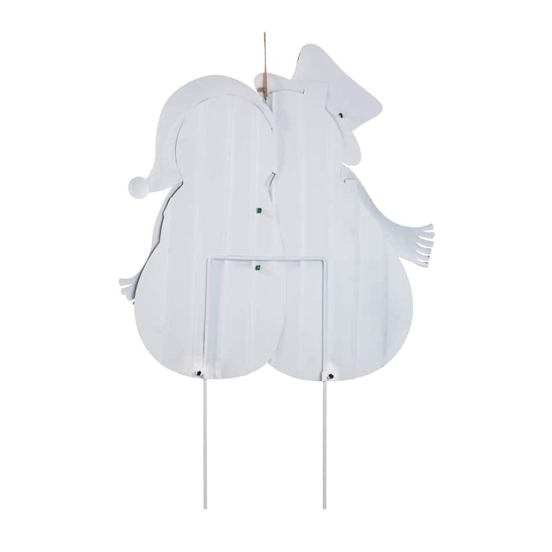 Glitzhome Christmas Metal JOY & NOEL Ornament Snowman Yard Stakes Hanging Decor - 42"H