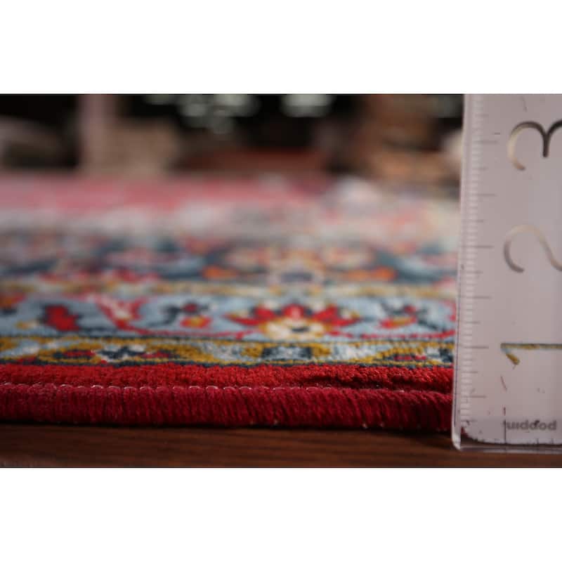 Traditional Red Kashan Turkish Rug Floral Oriental Machine-Made Carpet - 9'7" x 12'7"