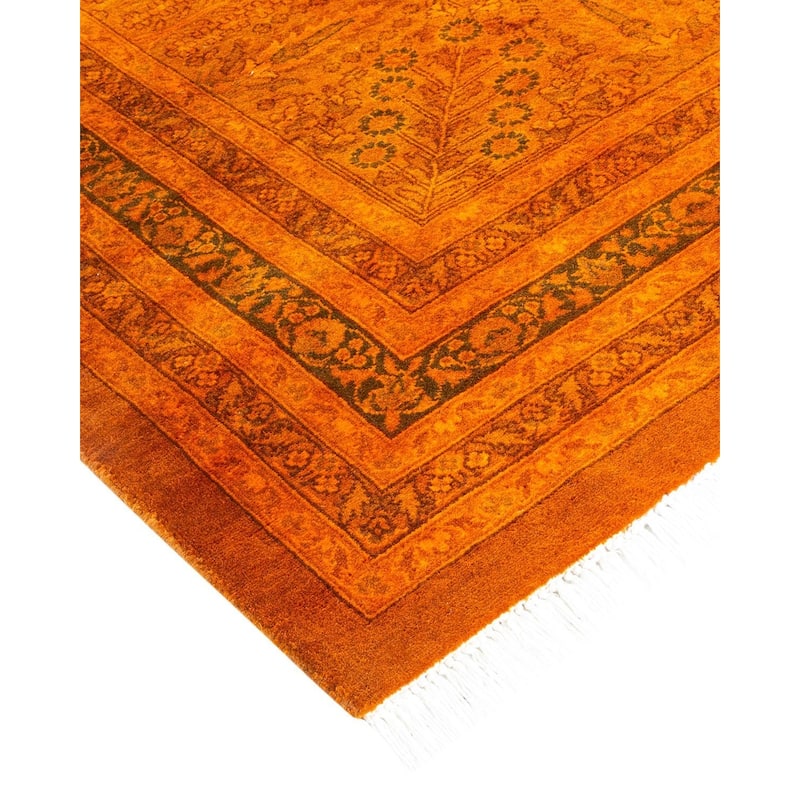 Overton Handknotted Wool Vintage Inspired Contemporary Overdyed Orange Area Rug - 18' 2" x 11' 10"