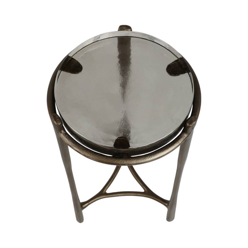 Metal Accent Side Tables Round Top and Frame Modern Design (Set of 2) - 16" x 16" x 26"