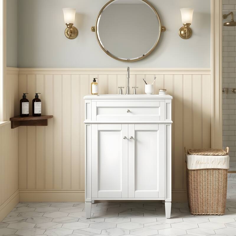 Bathroom Storage Cabinet with Sink, Soft-Closing Doors with Organizers