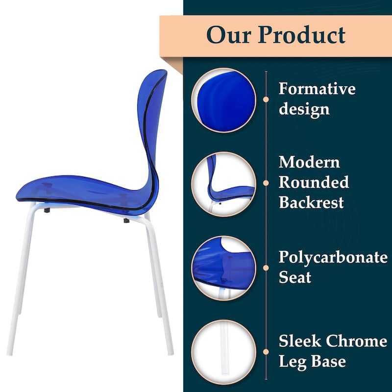 Stackable Plastic Dining Chair Transparent Modern Accent Side Chair for Indoor and Outdoor