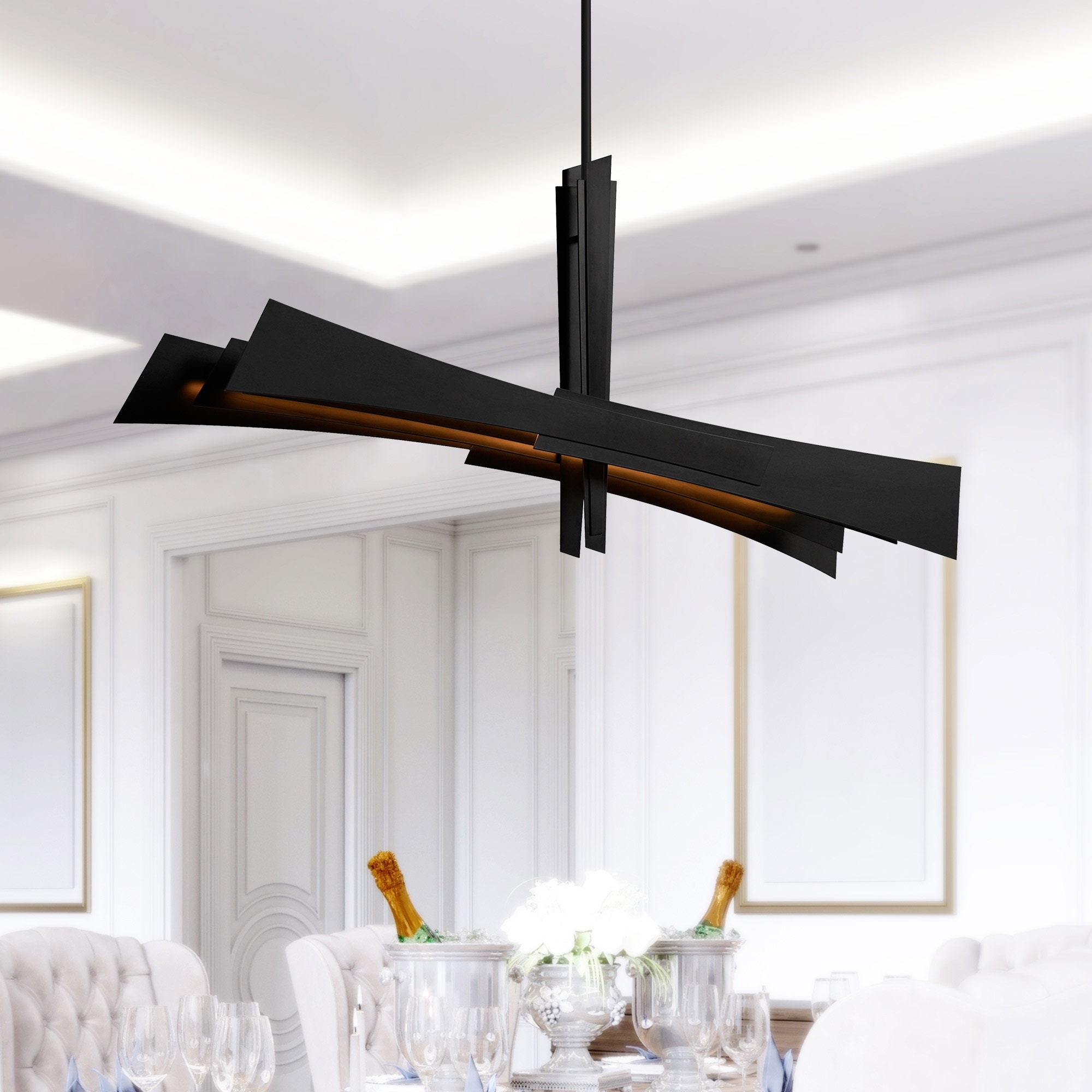 CWI Lighting Solara Integrated LED 50in Black Chandelier