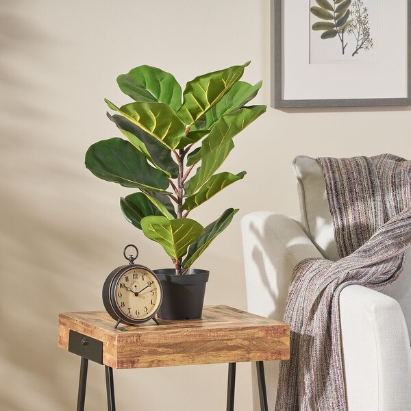 Socorro 4' x 1.5' Artificial Fiddle-Leaf Fig Tree by Christopher Knight Home. Opens flyout.