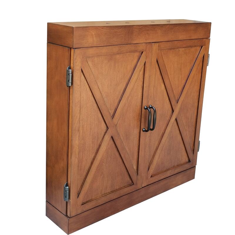 Hathaway Farmington Bristol Dartboard & Cabinet Set - Walnut Finish