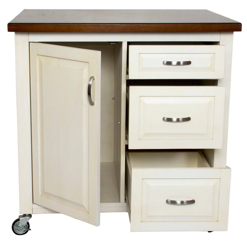 Kitchen Cart with Drawers & Shelves - Rolling Storage Island - Tiered Design