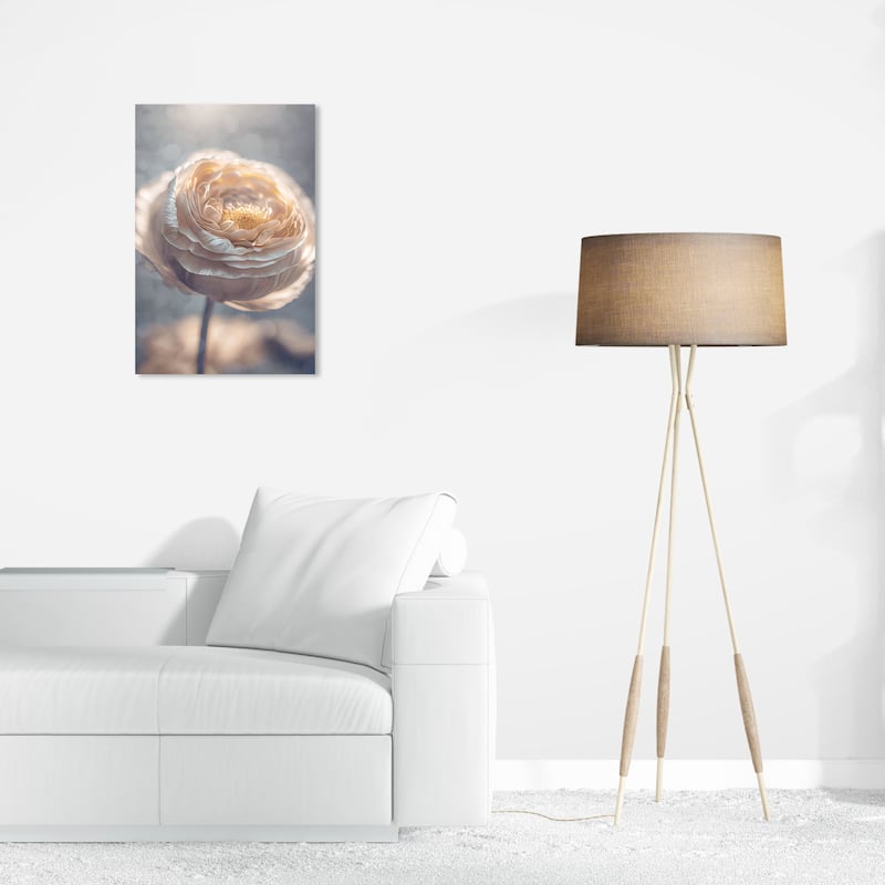 Wynwood Studio Canvas Floral and Botanical Evening Peony Bliss White and Cream White Glam Wall Art Canvas Print - 16 x 24