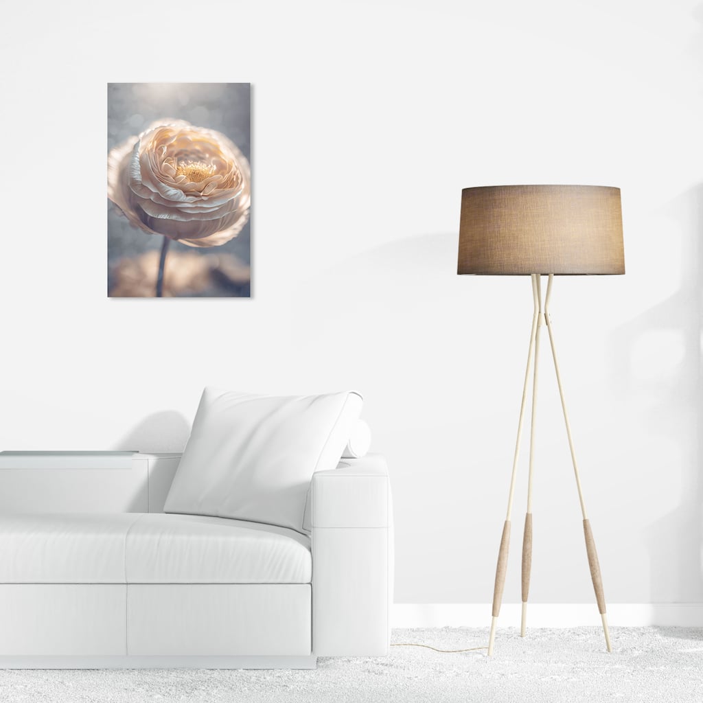 Wynwood Studio Canvas Floral and Botanical Evening Peony Bliss White and Cream White Glam Wall Art Canvas Print