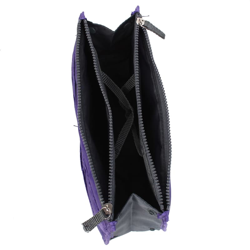 Purple Cosmetic Makeup Storage Handbag Tote Insert Purse Organizer Pouch Bag