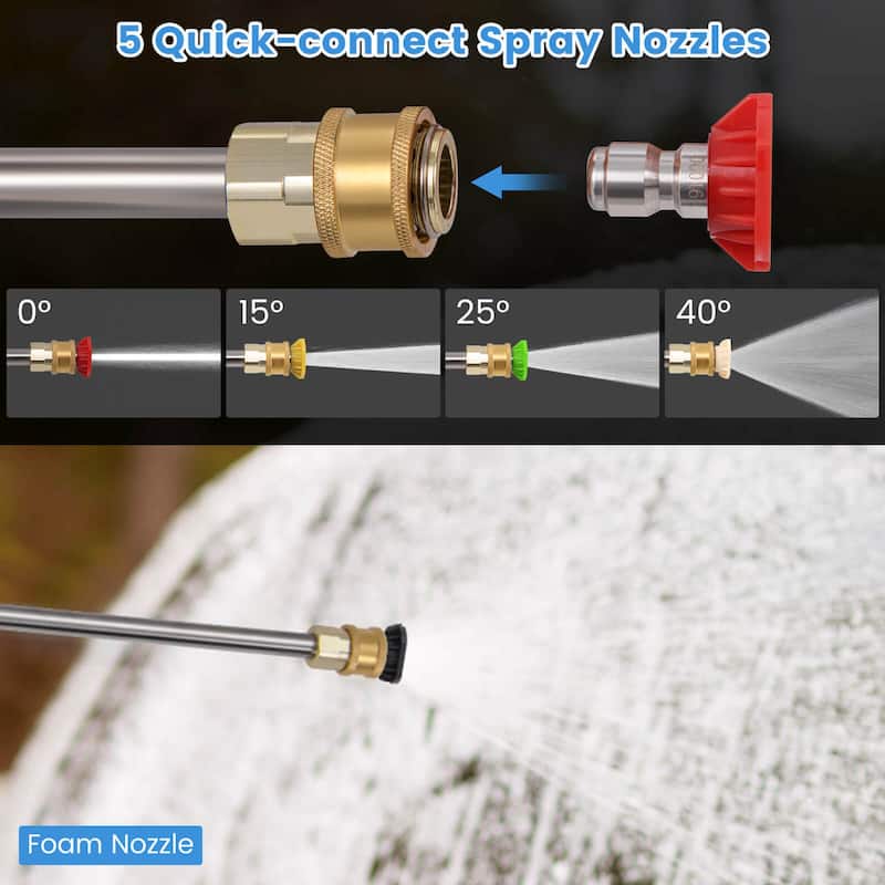 Ironmax Electric Pressure Washer with Wheels 5 Quick Connect Nozzles - See Details