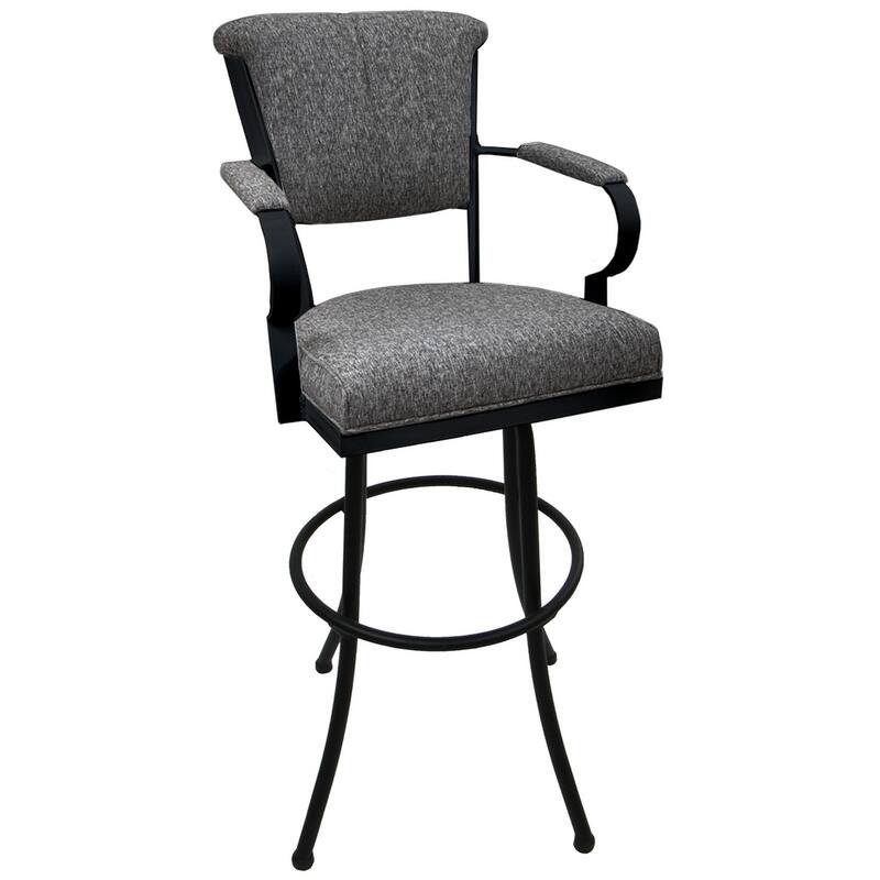 Miami Extra Tall 34" Spectator Metal Bar Stool on Noam Base - 34" Seat Height - Mojeva Gray - Black