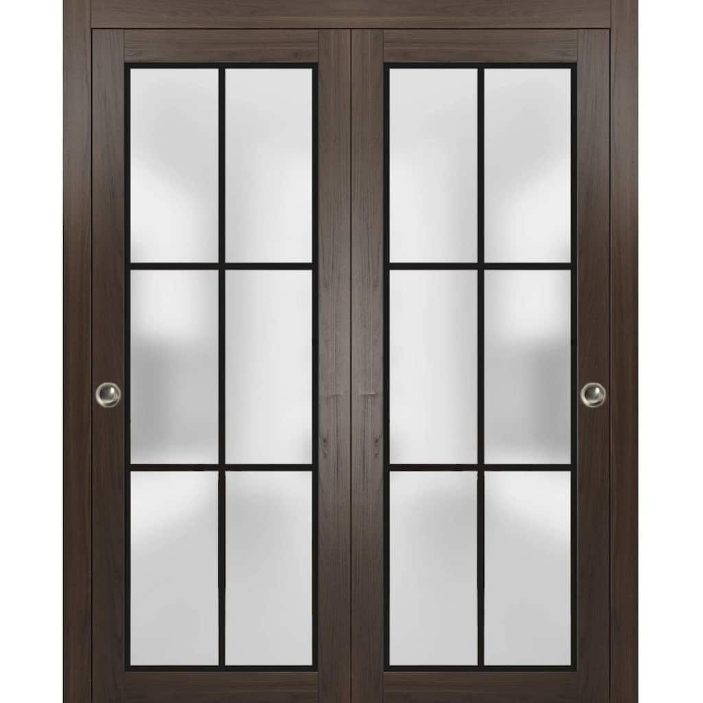 Bypass Doors 36 x 80 Planum 2122 Chocolate Ash Sturdy Rails