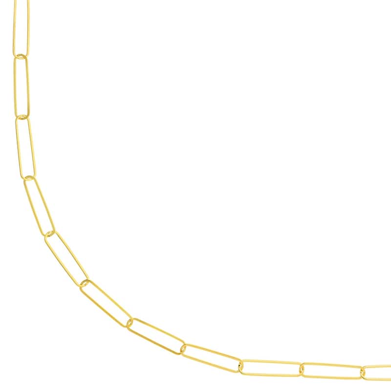 Curata 14k Yellow Gold 3.4mm Paper Clip Chain Necklace (Lobster)