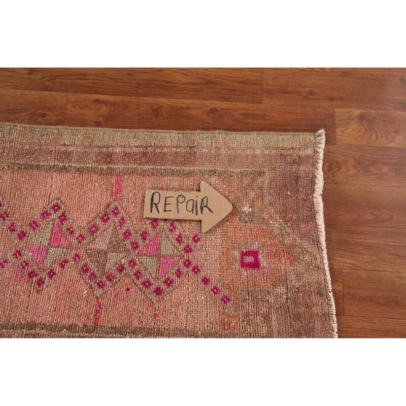 Hand Knotted Oriental 100% Wool Carpet Transitional Tribal Peach Anatolian Area Rug - 2' 6'' X 1' 6''