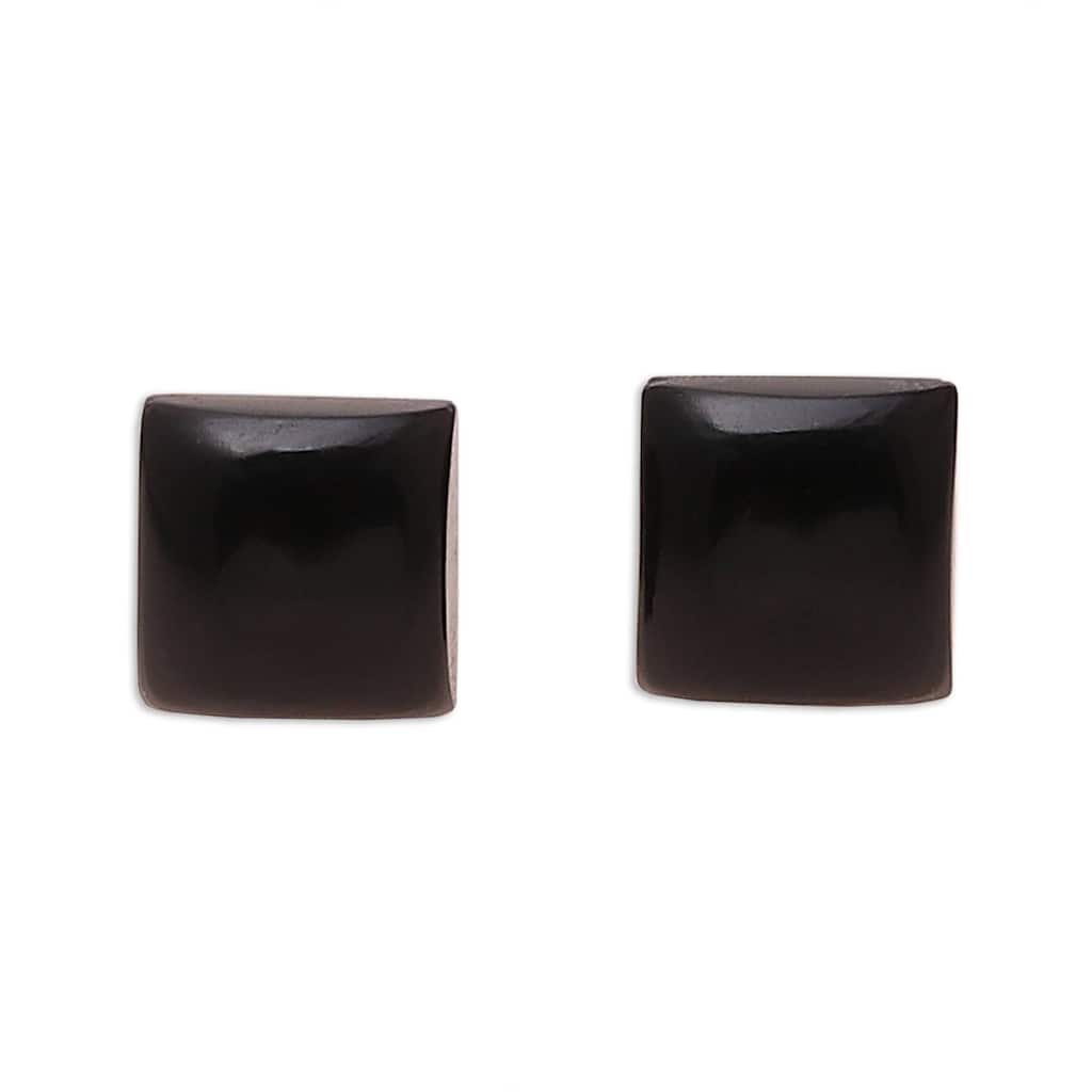 NOVICA Contemporary Corners, Onyx stud earrings - 0.3*0.3