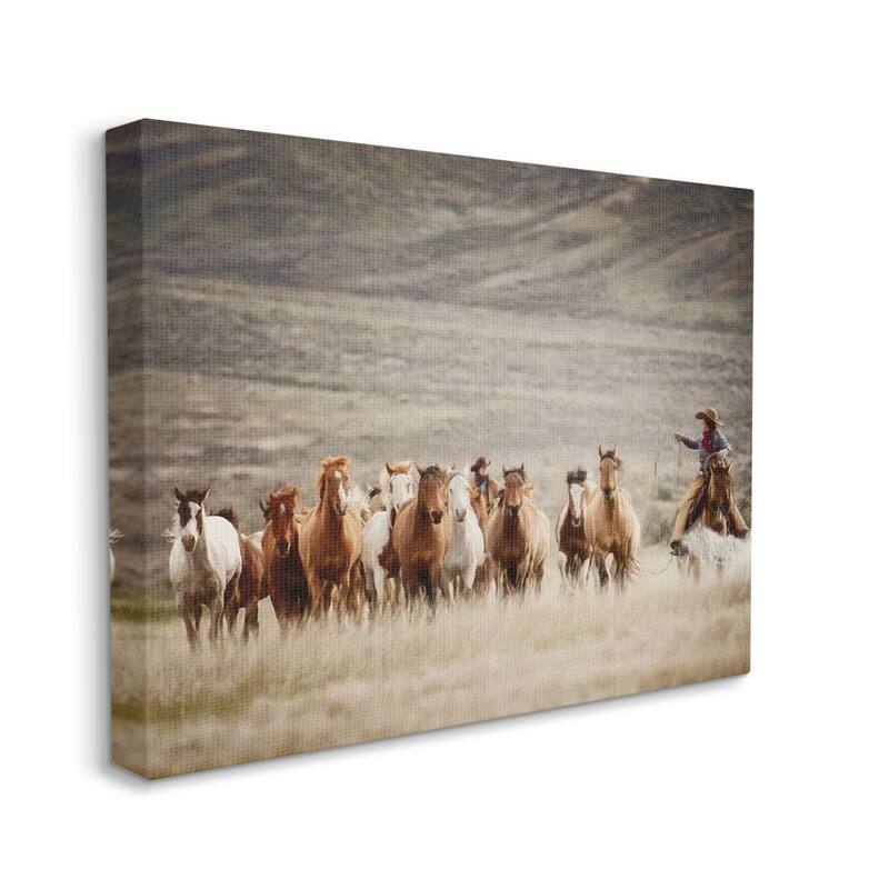 Stupell Cowboy Herding Horses Canvas Wall Art Design by PBurchettePhoto