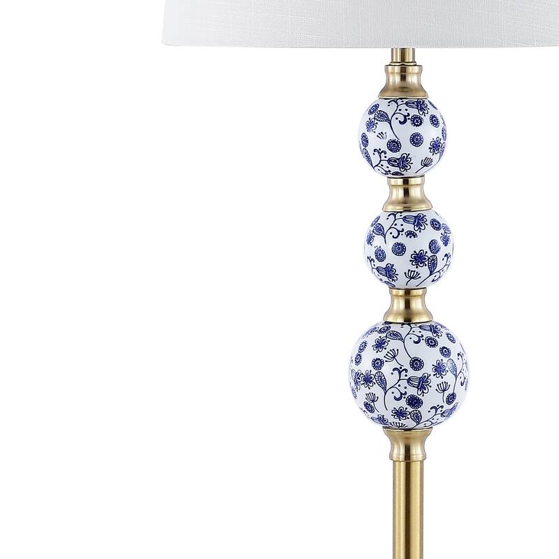 Aveiro 62.5" Classic Iron LED Floor Lamp, Transitional Gold with Blue and White by JONATHAN Y