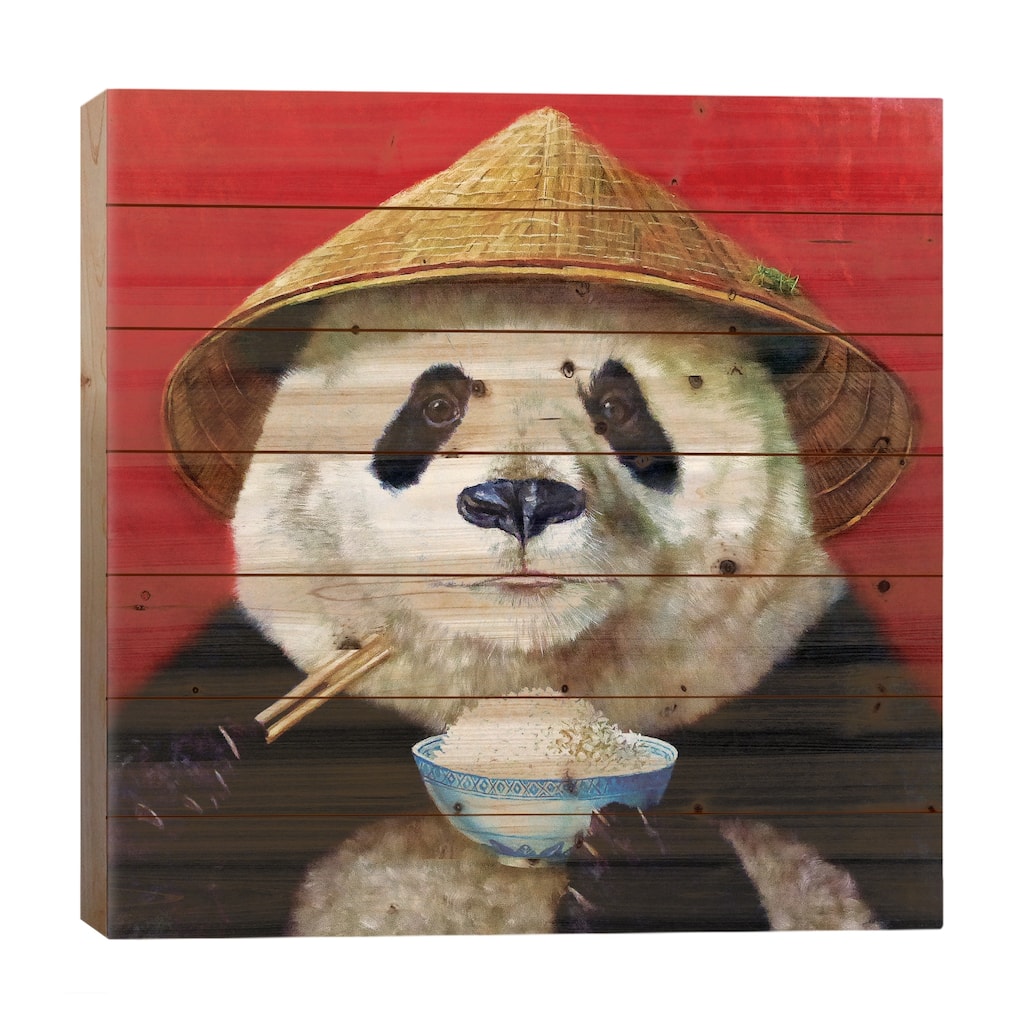 Panda Print On Wood by Lucia Heffernan - Multi-Color