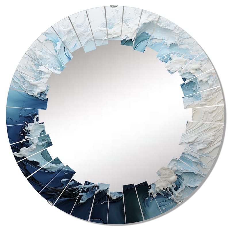 Designart "Coastal Waves Rhythmic Coastal II" Nautical & Beach Modern Wall Mirror
